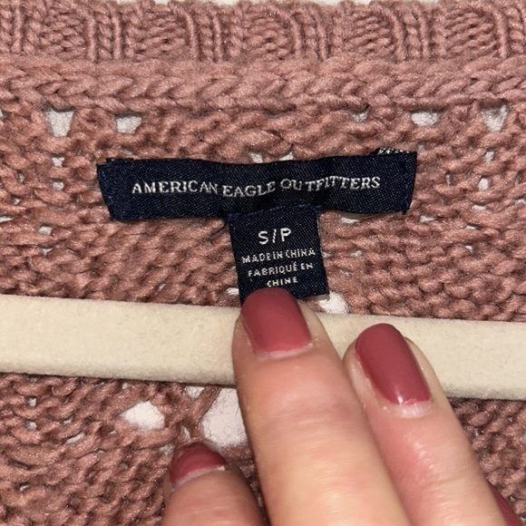 American Eagle Outfitters Pink Crochet Sweater        Size S/P - Picture 2 of 6